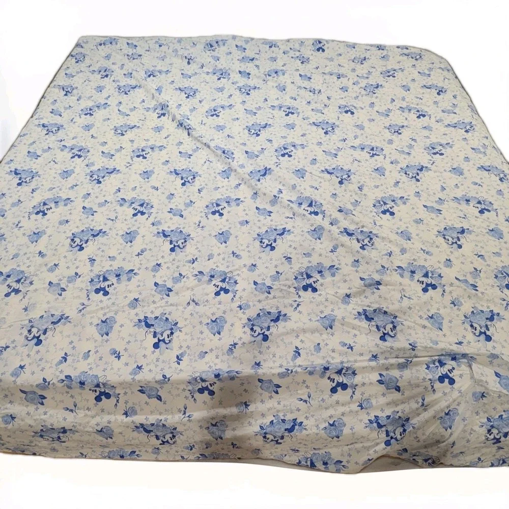 VTG Disney Mickey Mouse Blue‎ Floral Rose Comforter Portugal Cotton Cottagecore